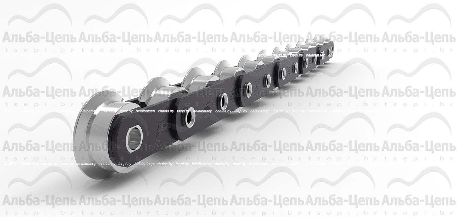 Цепь тяговая пластинчатая с полым валиком FVС63, типа F (катковая с ребордой), шаг цепи - 80 мм