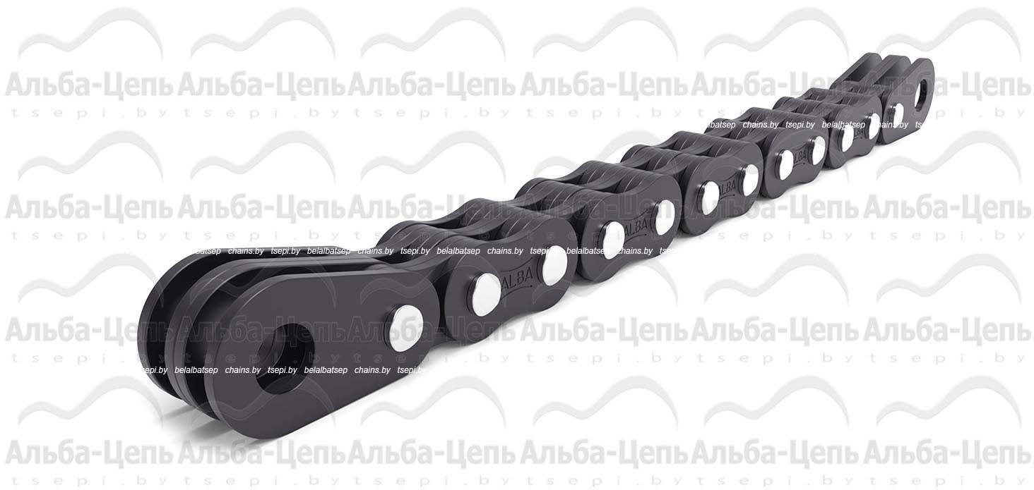 Цепь П-44,45-355-4-2 с закрытыми валиками с концевыми пластинами на обоих концах отрезка цепи