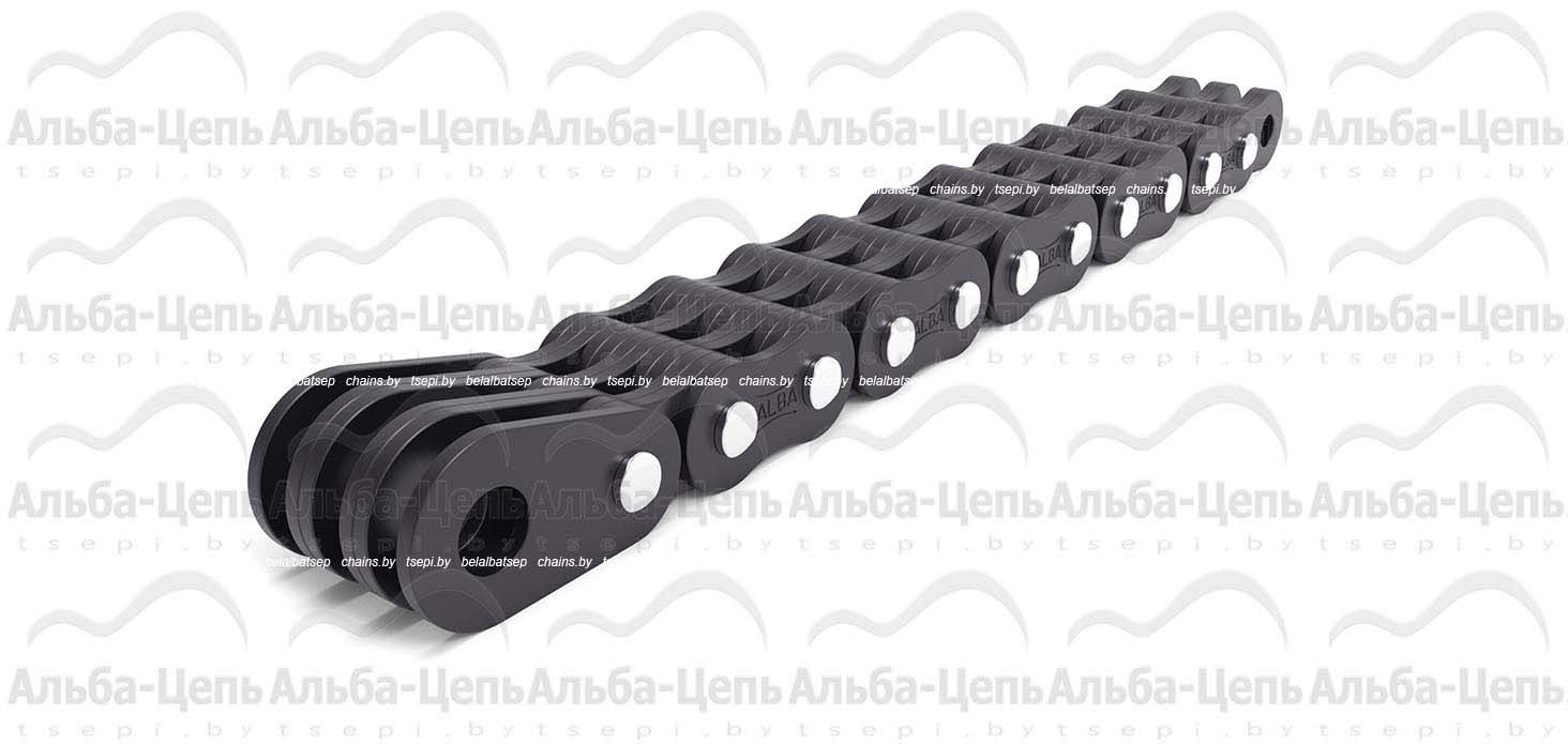 Цепь П-19,05-95-2-3 с концевыми пластинами на одном конце отрезка цепи