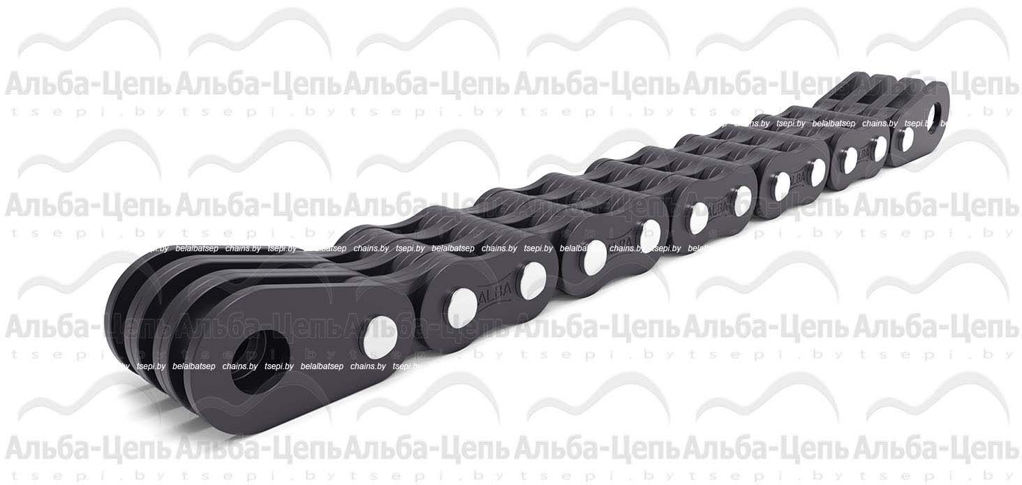 Цепь П-19,05-95-4-3 с закрытыми валиками с концевыми пластинами на обоих концах отрезка цепи