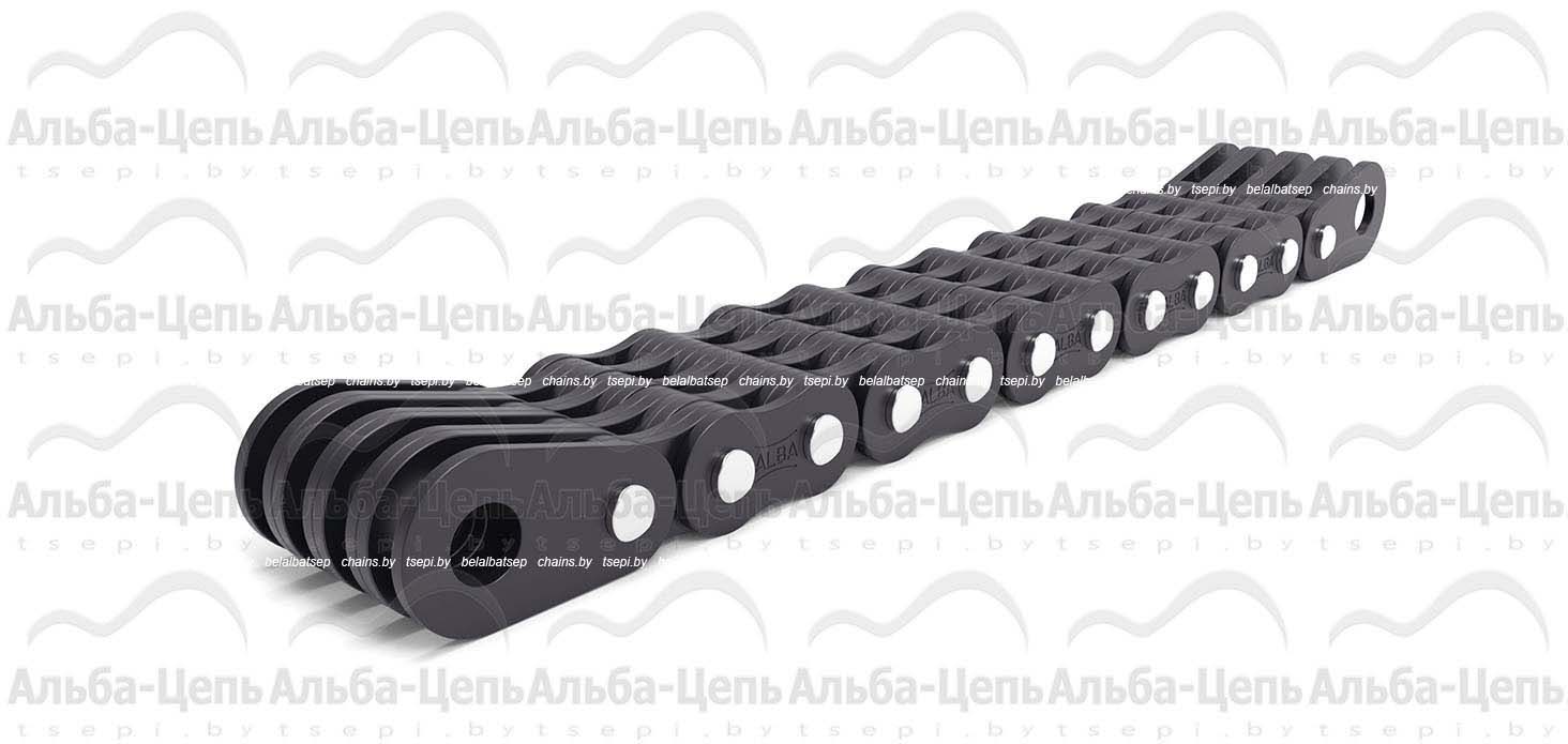 Цепь П-31,75-355-4-4 с закрытыми валиками с концевыми пластинами на обоих концах отрезка цепи