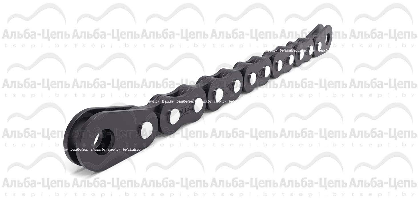 Цепь П-31,75-95-4-1 с закрытыми валиками с концевыми пластинами на обоих концах отрезка цепи