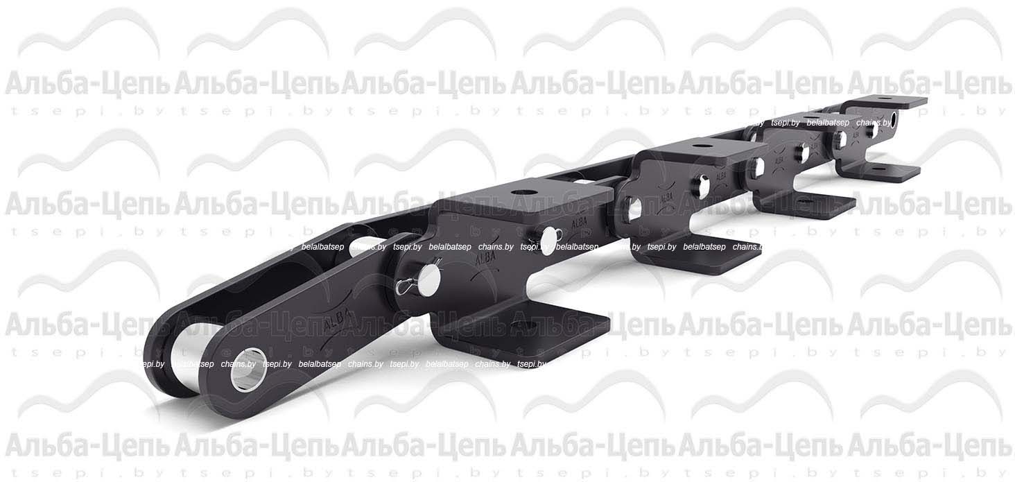 Длиннозвенная  транспортерная цепь c прямым контуром пластин  С208A AA-1 1Т