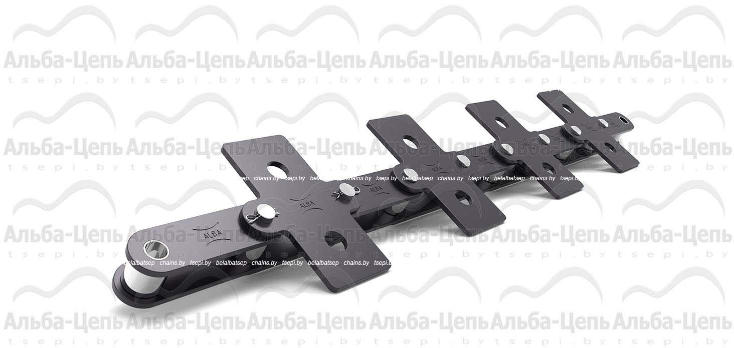 Длиннозвенная  транспортерная цепь c прямым контуром пластин С216А SAA-1 1Т