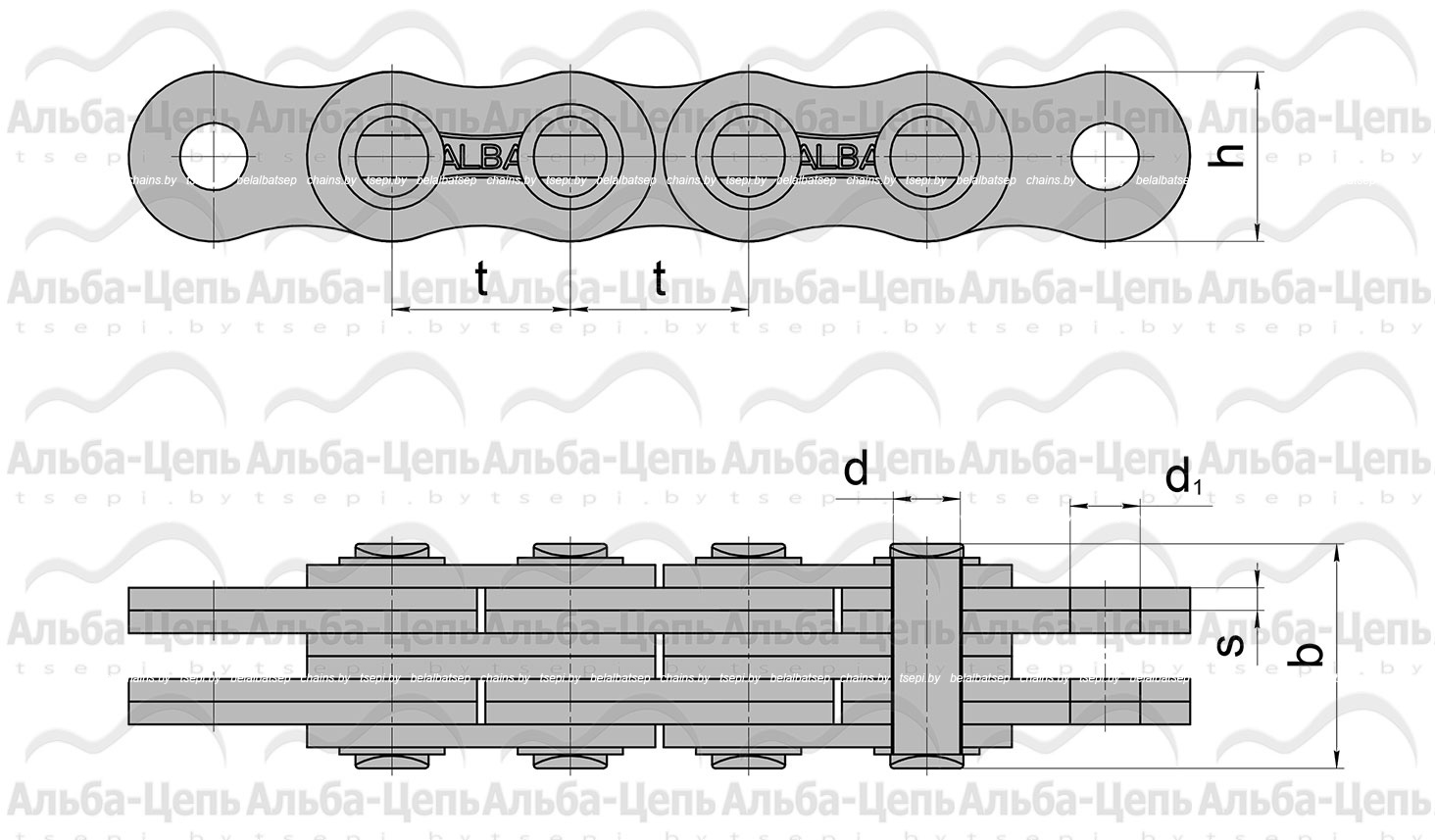 Цепь П-25,4-270-7-4 с закрытым валиком повышенной надежности шайбами