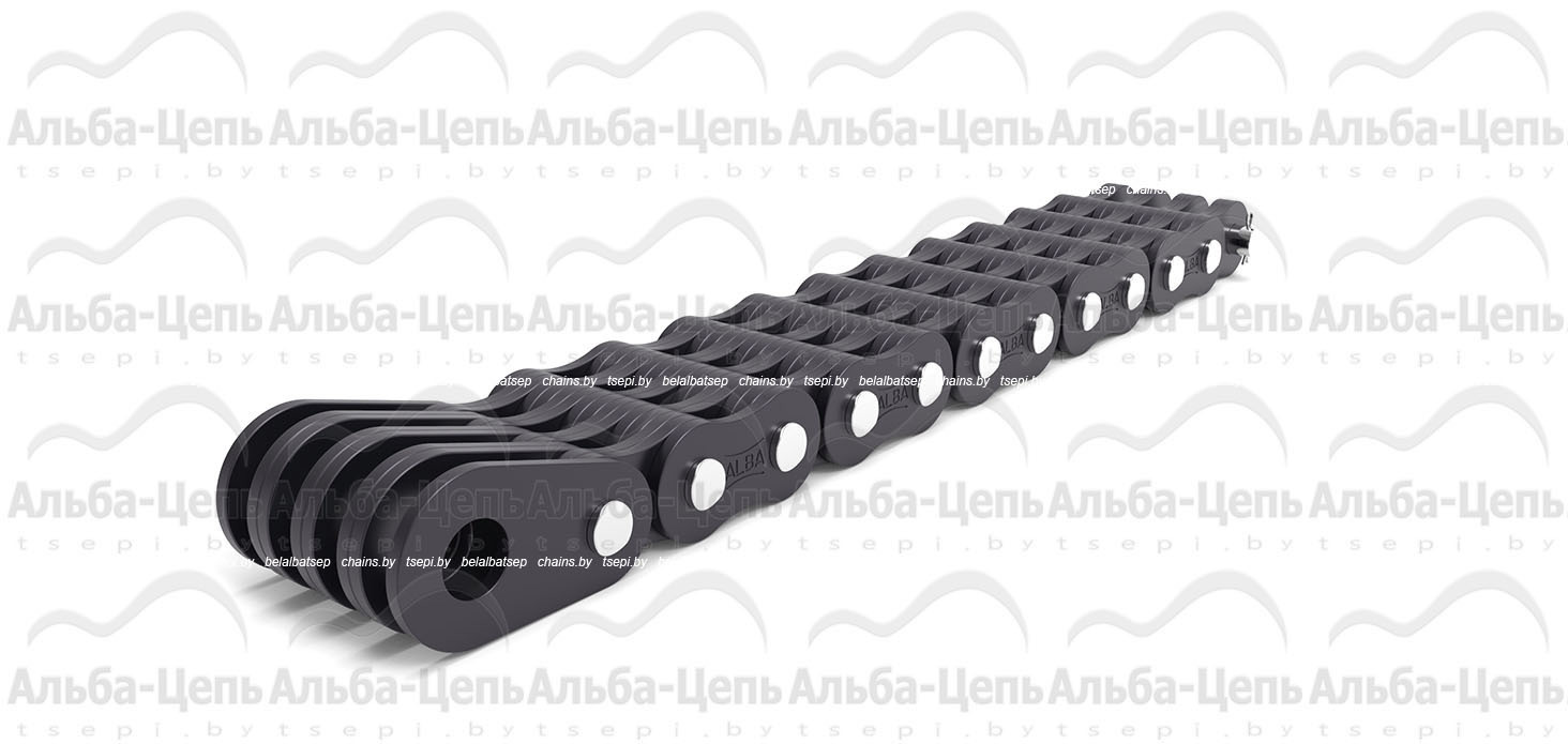 С закрытыми валиками с концевыми пластинами на одном конце и соединительным валиком на другом конце  отрезка цепи (Тип 6)