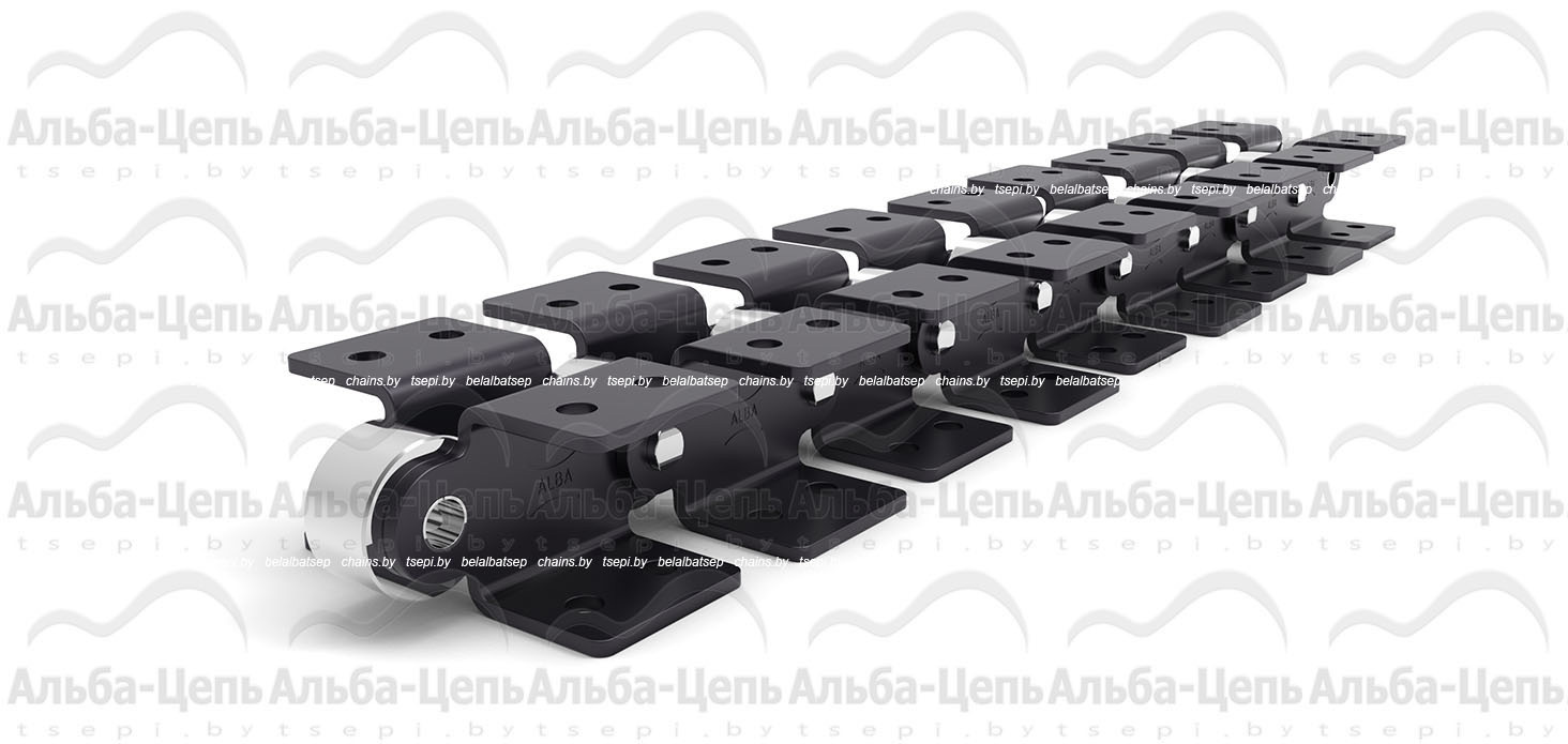 Катковые транспортерные цепи с пластинами в виде восьмерки и пластинами под крепление Тип КК-2