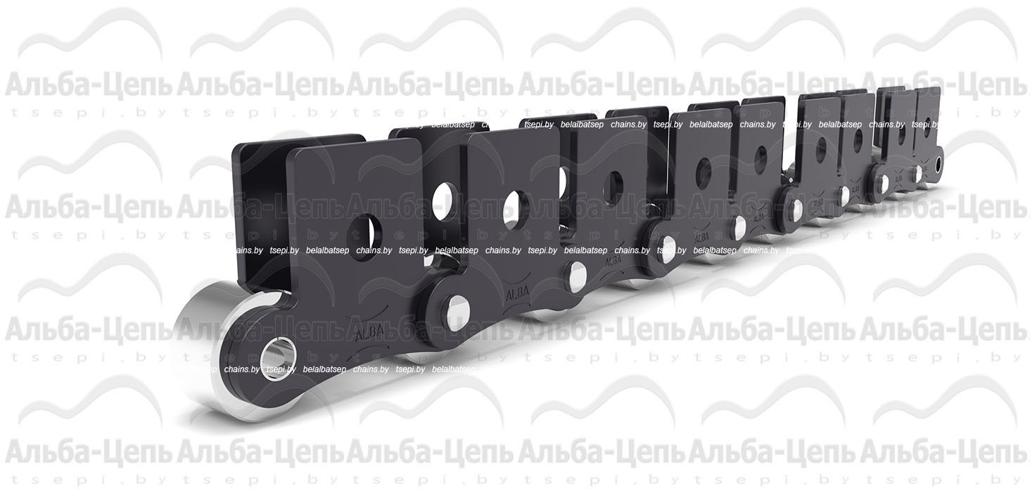 Катковые транспортерные цепи с пластинами в виде восьмерки и пластинами под крепление Тип SK-1